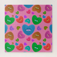 Multicolored Hearts with eyeball Love Valentines