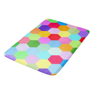 Multicolored Hexagon Pattern Bath Mat