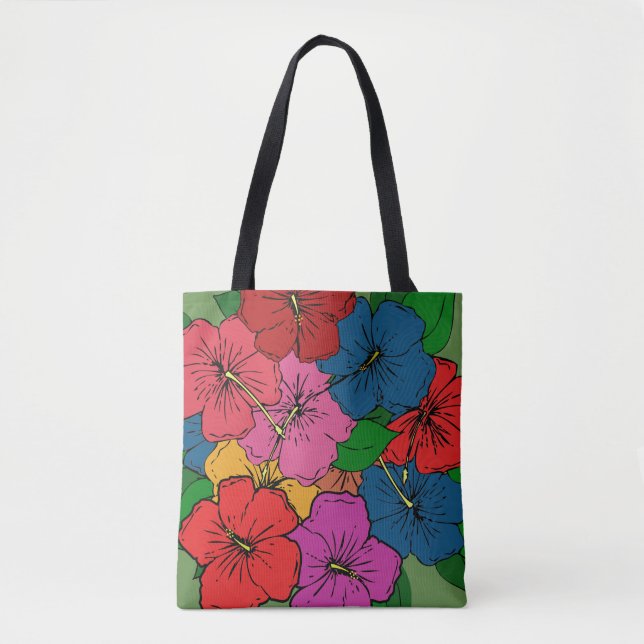 Multicolored Hibiscus Flowers #5 Tote Bag (Front)
