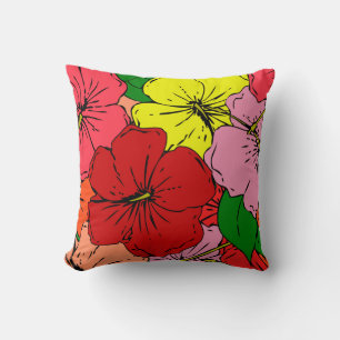 Multicolored Hibiscus Flowers #7 Throw Pillow