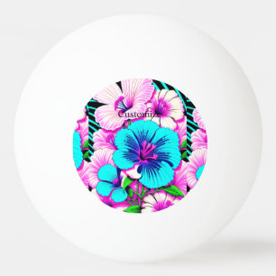 Multicolored Hibiscus Flowers Thunder_Cove Ping Pong Ball