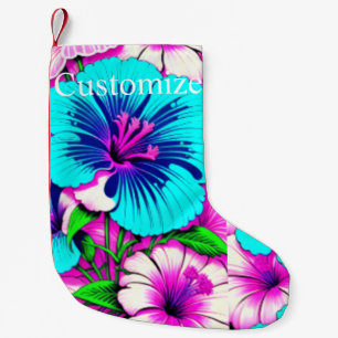 Multicolored Hibiscus Flowers Thunder_Cove Small Christmas Stocking