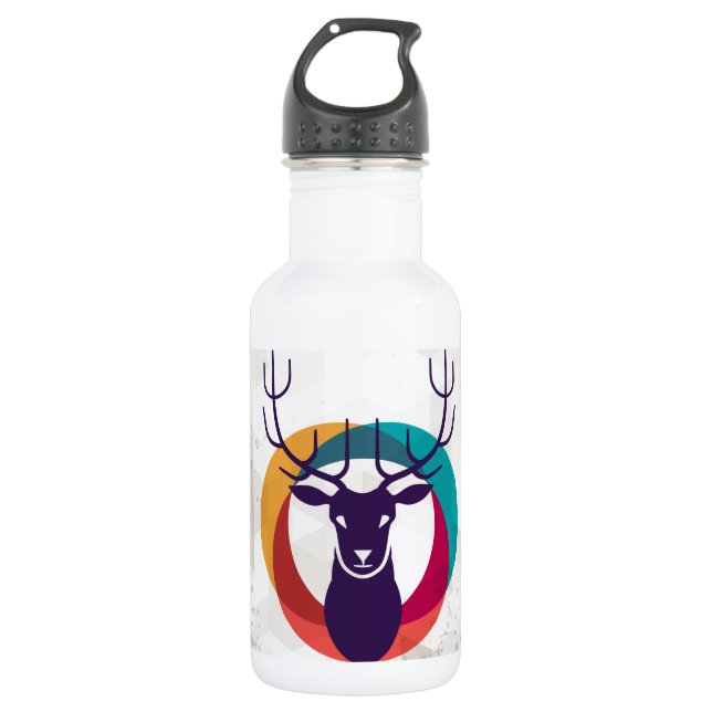 Multicolored Hipster Deer Gear 532 Ml Water Bottle (Front)