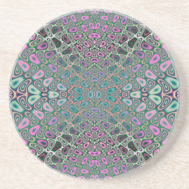 Multicolored Hologram Butterfly Fractal Abstract Coaster (Front)