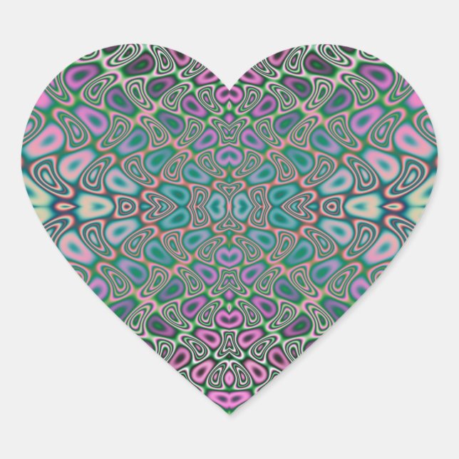 Multicolored Hologram Butterfly Fractal Abstract Heart Sticker (Front)