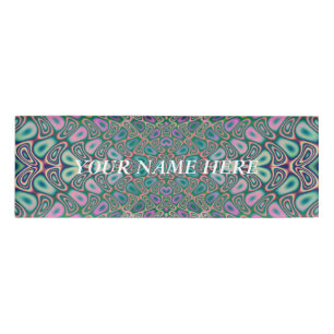 Multicolored Hologram Butterfly Fractal Abstract Name Tag