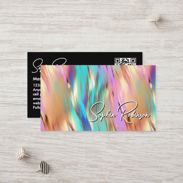 Multicolored Holographic Business Card (Front/Back In Situ)