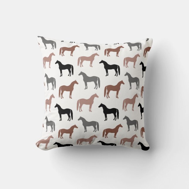 Multicolored Horses Pattern Throw Pillow (Front)