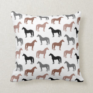 Multicolored Horses Pattern Throw Pillow