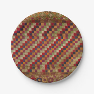 Multicolored Indian Quilt Print Paper Plate