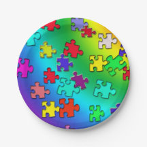 Multicolored jigsaw puzzles pieces