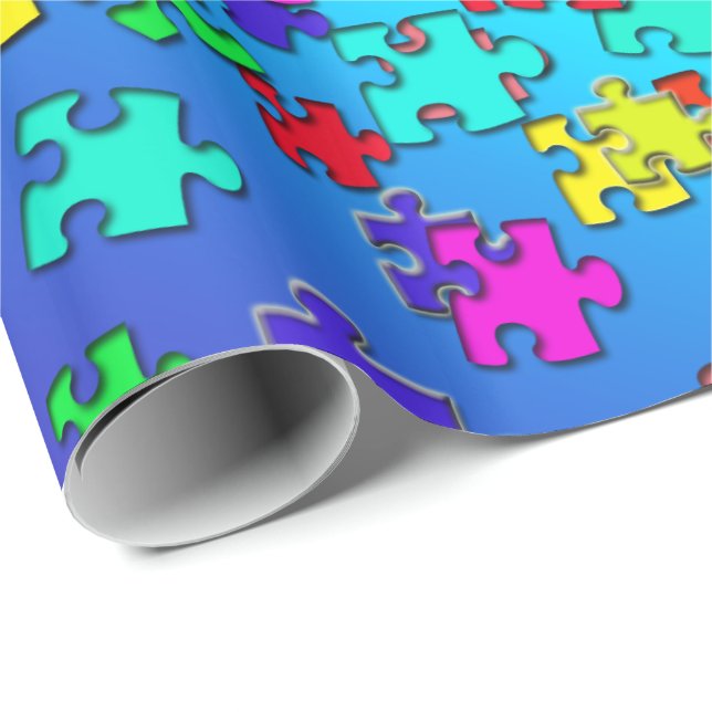 Multicolored jigsaw puzzles pieces wrapping paper (Roll Corner)