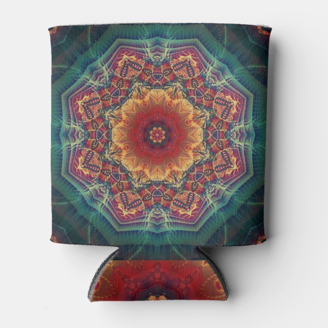 Multicolored kaleidoscope flower, seamless pattern can cooler (Front)