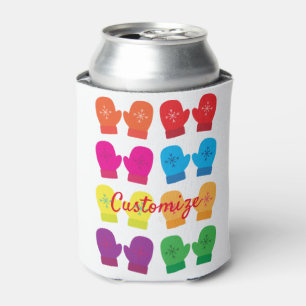 Multicolored Knitted Mittens Thunder_Cove Can Cooler