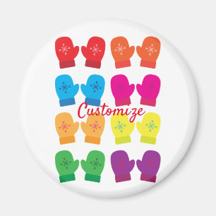 Multicolored Knitted Mittens Thunder_Cove Magnet