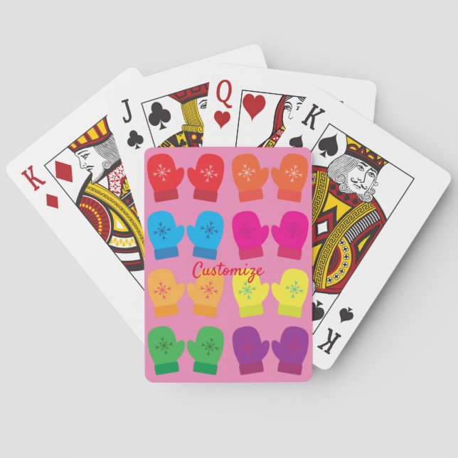 Multicolored Knitted Mittens Thunder_Cove Playing Cards (Back)