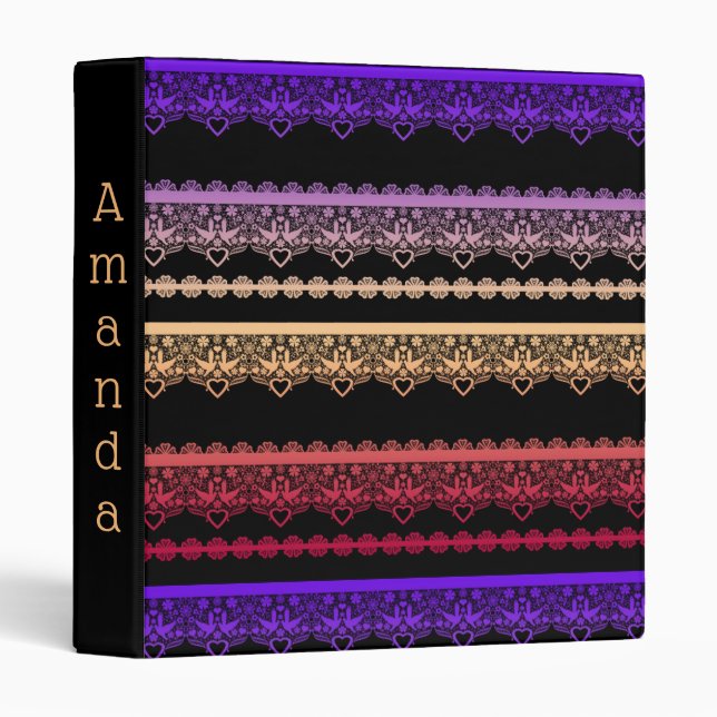 Multicolored lace on black binder (Front/Spine)