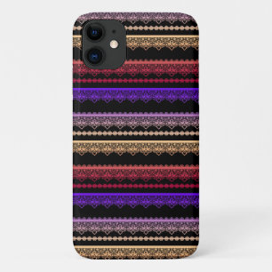 Multicolored lace on black iPhone 11 case