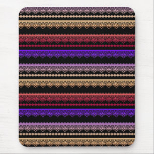 Multicolored lace on black mouse pad