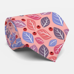 Multicolored Leaves on Coral Tie
