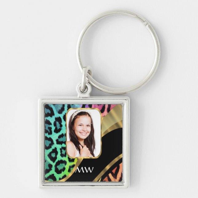 Multicolored leopard print keychain (Front)