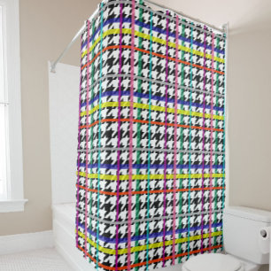 Multicolored Lines On Plaid Houndstooth Design 
