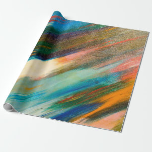 Multicolored long diagonal watercolor strokes on t wrapping paper