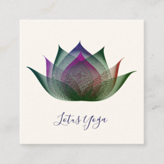 Multicolored Lotus Flower Art Elegant Unique Yoga Square Business Card