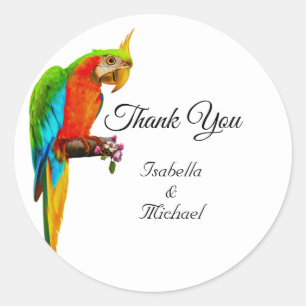 Multicolored Macaw Bird Thank You  Classic Round Sticker