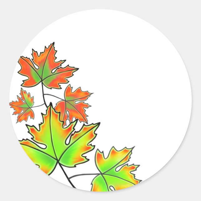 Multicolored Maple Leaves Classic Round Sticker (Front)