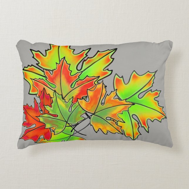 Multicolored Maple Leaves Decorative Pillow (Front)