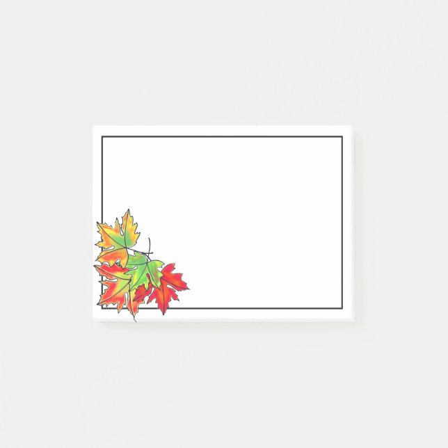 Multicolored Maple Leaves Post-it Notes (Front)