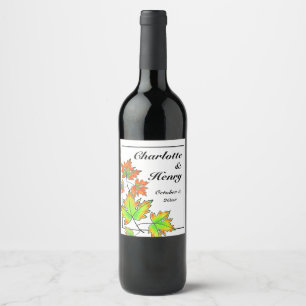 Multicolored Maple Leaves  Wine Label