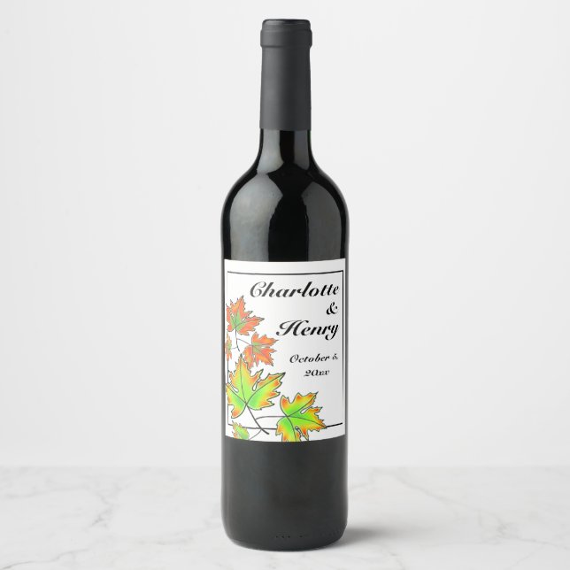 Multicolored Maple Leaves  Wine Label (Front)