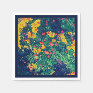 Multicolored meadow whimsical wild daisy flowers napkin