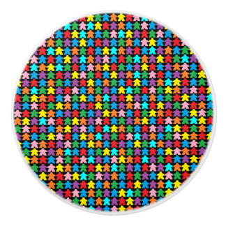 Multicolored Meeples Ceramic Knob