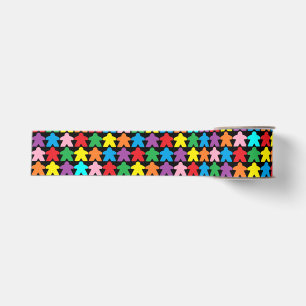 Multicolored Meeples Grosgrain Ribbon