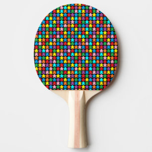 Multicolored Meeples Ping Pong Paddle