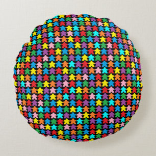 Multicolored Meeples Round Pillow