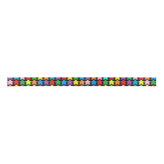 Multicolored Meeples Satin Ribbon