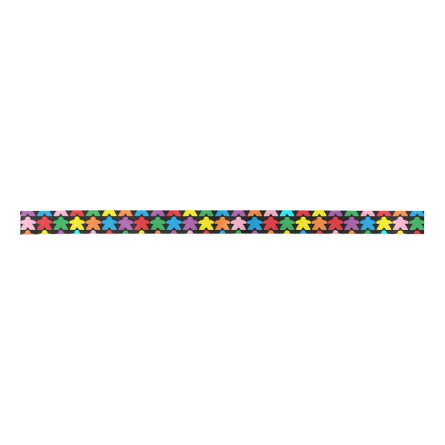 Multicolored Meeples Satin Ribbon (Front)
