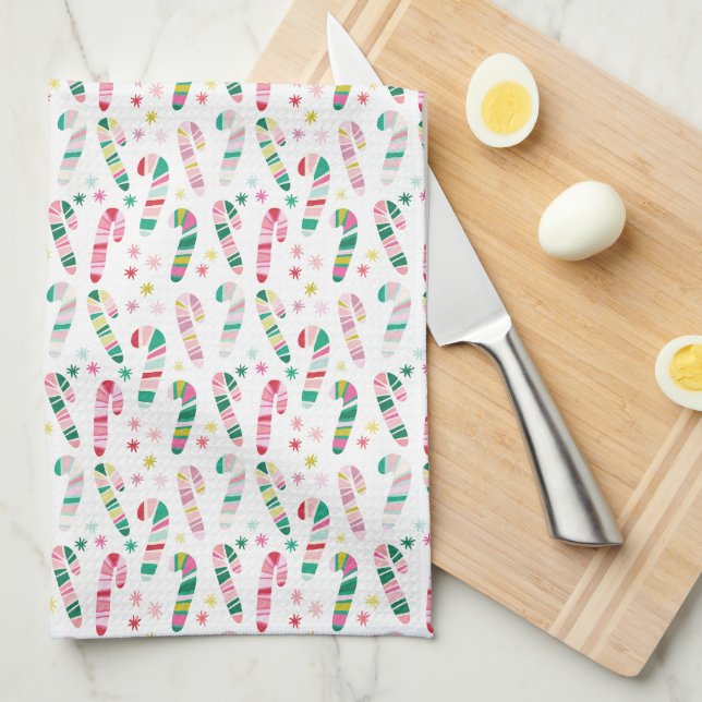 Multicolored Modern Candy Cane Kitchen Towel (Quarter Fold)