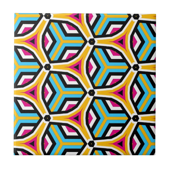 Multicolored Modern Chic Geometric Pattern Tile (Front)