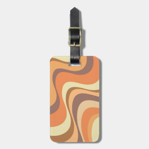 Multicolored modern retro waves design luggage tag