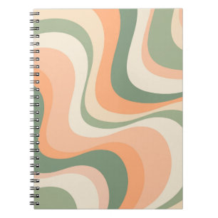 Multicolored modern retro waves design notebook