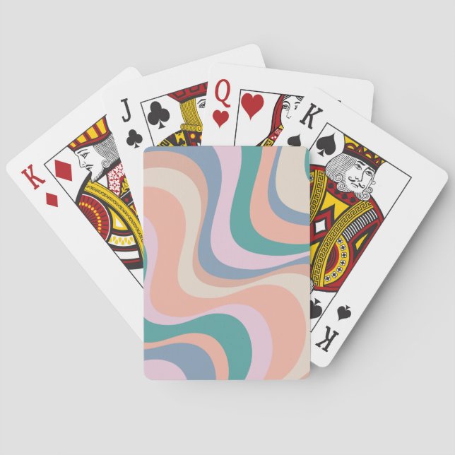 Multicolored modern retro waves design playing cards (Back)