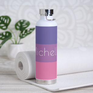Multicolored Modern Stripes with Name Water Bottle