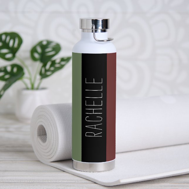 Multicolored Modern Stripes with Name Water Bottle (Yoga)