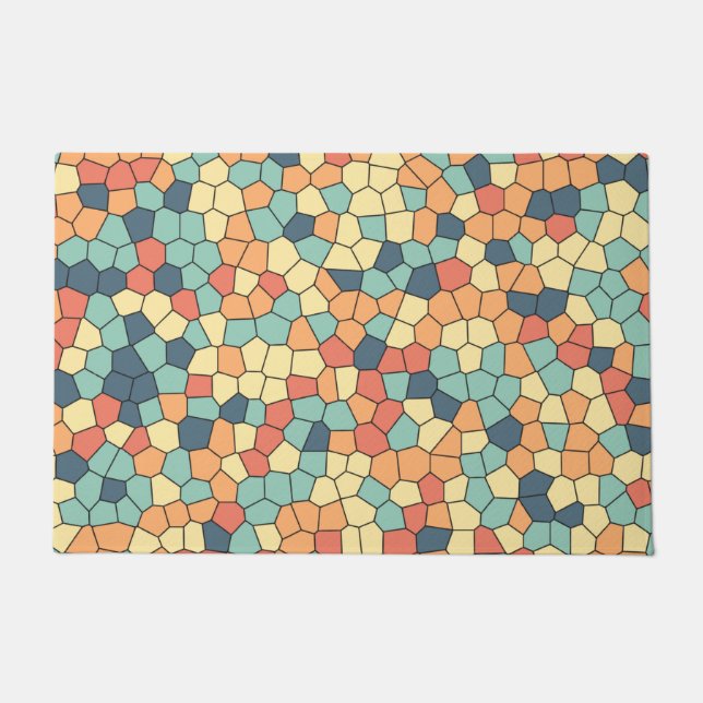 Multicolored mosaic pattern doormat (Front)