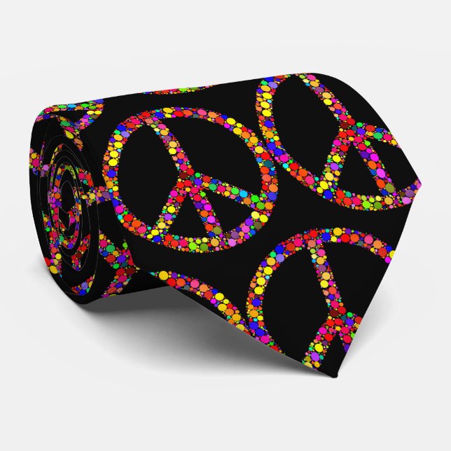 Multicolored mosaic peace sign symbol tie (Rolled)